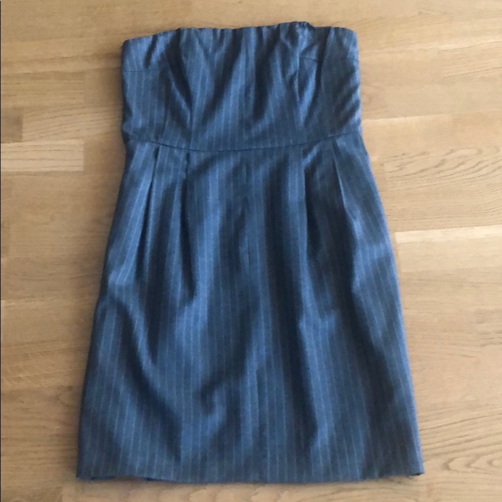 Bluish Gray pocketed strapless dress